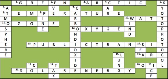 Answers to the Green Crossword