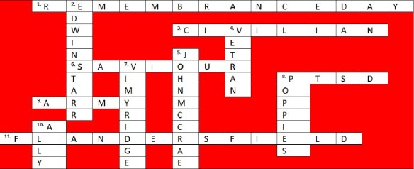 Remembrance Day Crossword Answers