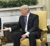 Donald Trump offering hand